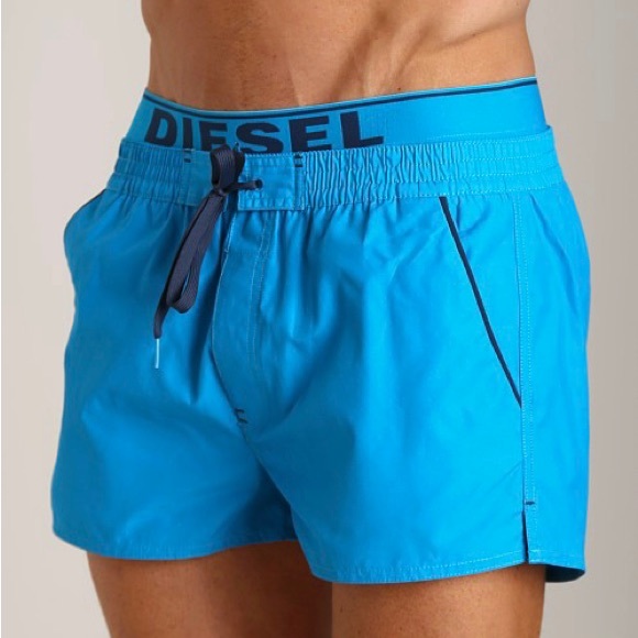 Diesel L Mens Bright Blue Barrely Swim Trunk Shorts 1.75” Inseam Summer Vacation - Picture 7 of 9